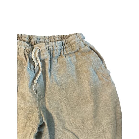 Women M Casa Mastro Positano Brown Beige Shorts 100% Linen Lagenlook - Picture 2 of 6